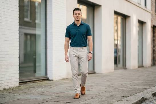 Man showing how to wear a polo in 2026 with streetwear cargo joggers
